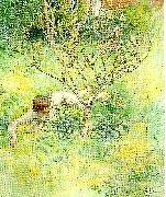 Carl Larsson naken flicka under prunusbusken France oil painting artist